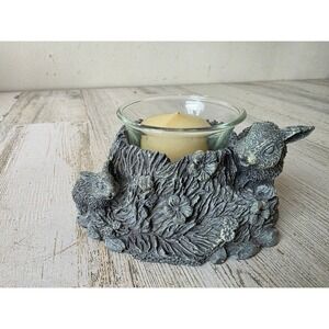 Vintage Easter Bunny candle votive holder spring decor statue figurine